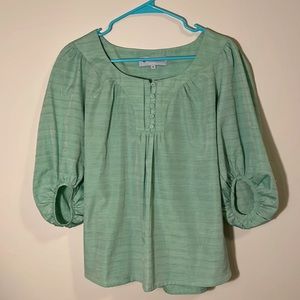 Tuckernuck Mint Green Puff Sleeve Blouse Medium